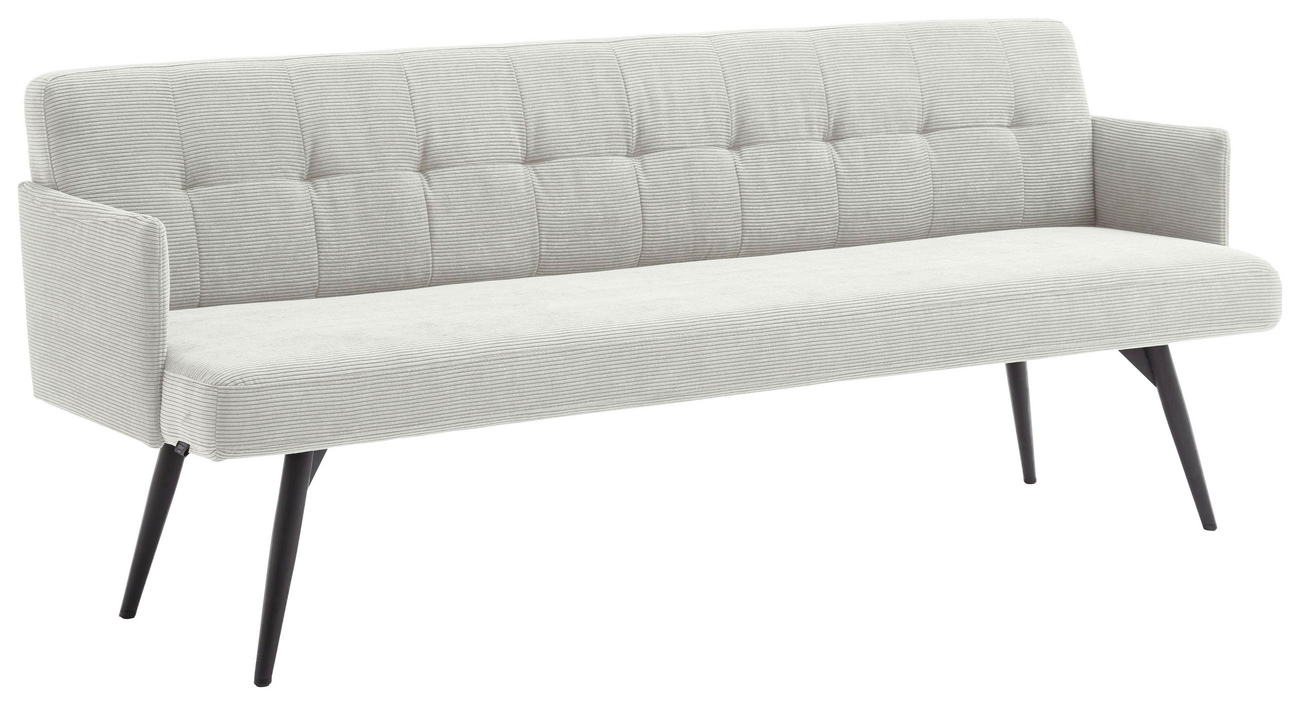 SITZBANK in Textil Hellgrau  - Hellgrau/Schwarz, Design, Textil/Metall (206/85/69cm) - Johann Jakob