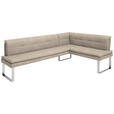 ECKBANK 253/174 cm in Chromfarben, Sandfarben - Sandfarben/Chromfarben, Design, Textil/Metall (253/174cm) - Novel