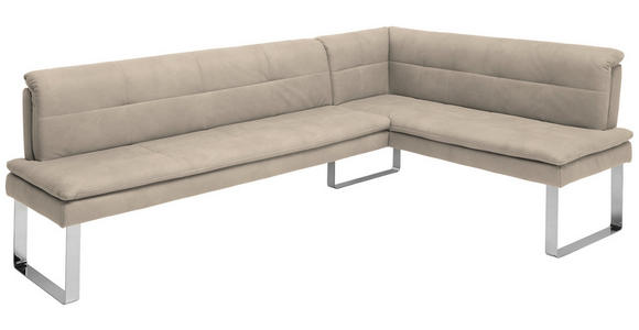ECKBANK 253/174 cm in Chromfarben, Sandfarben - Sandfarben/Chromfarben, Design, Textil/Metall (253/174cm) - Novel