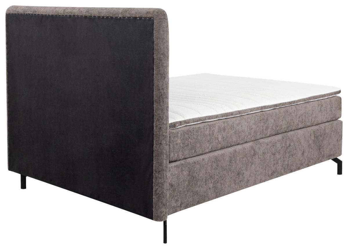 BOXSPRINGBETT 140/200 cm  in Hellbraun  - Hellbraun/Schwarz, Design, Textil/Metall (140/200cm) - Esposa