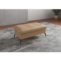 HOCKER Echtleder Cappuccino  - Schwarz/Cappuccino, KONVENTIONELL, Leder/Metall (102/47/69cm) - Sit & More