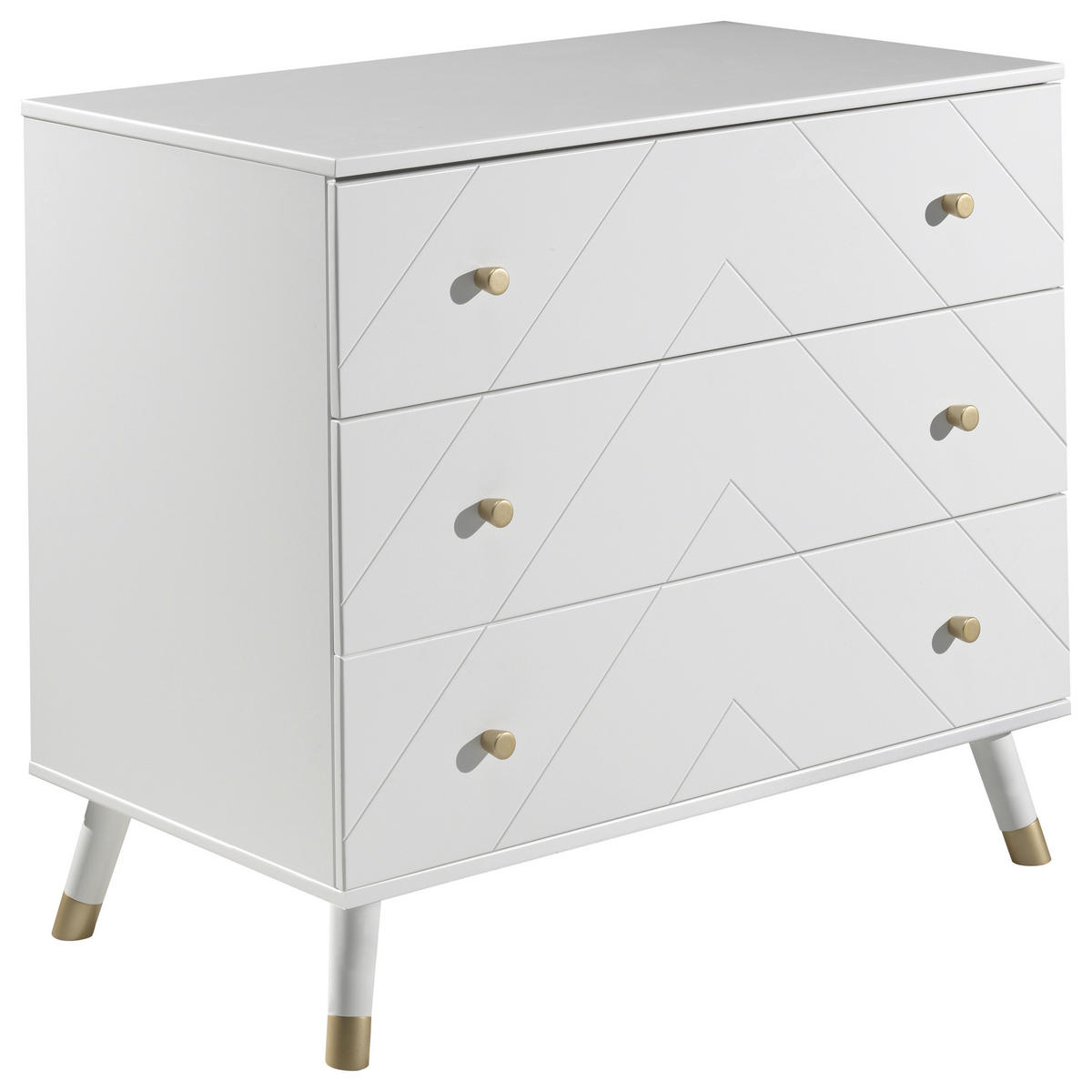 KOMMODE , 100/89/57 cm, 3 Schublade(n)  - Goldfarben/Weiß, MODERN, Holzwerkstoff/Kunststoff (100/89/57cm) - Vipack