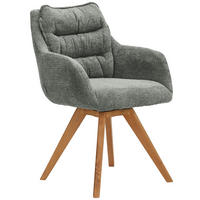 ARMLEHNSTUHL  in Chenille  - Türkis/Eichefarben, KONVENTIONELL, Holz/Textil (59/86/69,5cm) - Linea Natura