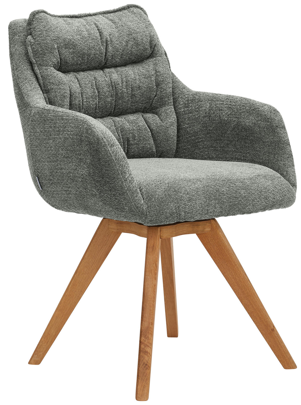 ARMLEHNSTUHL  in Chenille  - Türkis/Eichefarben, KONVENTIONELL, Holz/Textil (59/86/69,5cm) - Linea Natura