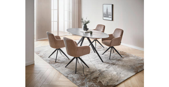 ESSTISCH Grau, Schwarz oval   - Schwarz/Grau, Design, Keramik/Metall (180/89/76cm) - Novel