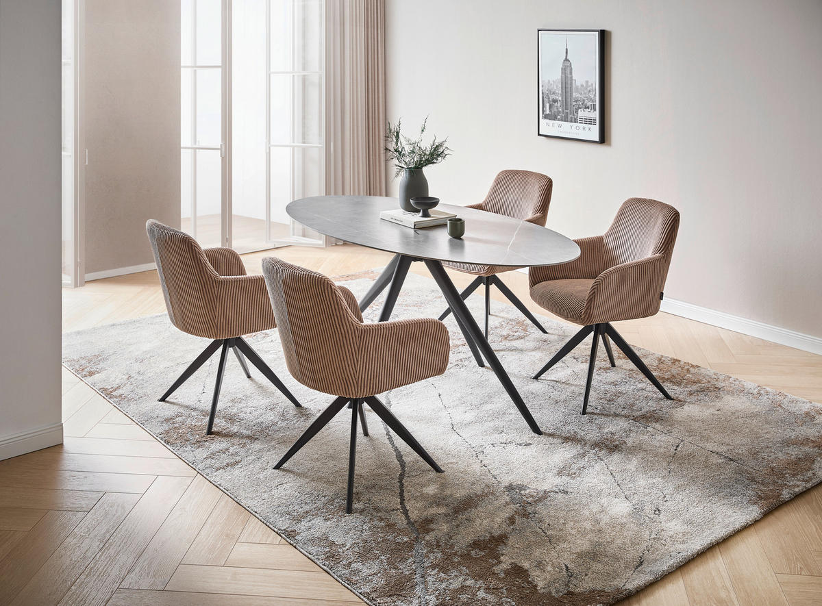 ESSTISCH in Metall, Keramik 180/89/76 cm  - Schwarz/Grau, Design, Keramik/Metall (180/89/76cm) - Novel