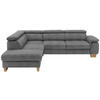 ECKSOFA in Mikrofaser Grau  - Eichefarben/Beige, Natur, Holz/Textil (226/273cm) - Beldomo System