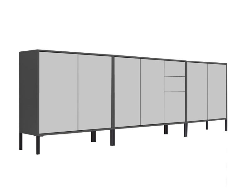 Mid.you Sideboard Anthrazit, Weiß 263.5x86x33 cm