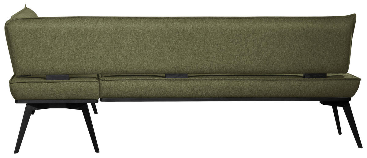 ECKBANK 195/165 cm Webstoff Schwarz, Olivgrün Buche massiv   - Schwarz/Olivgrün, Basics, Holz/Textil (195/165cm) - Carryhome