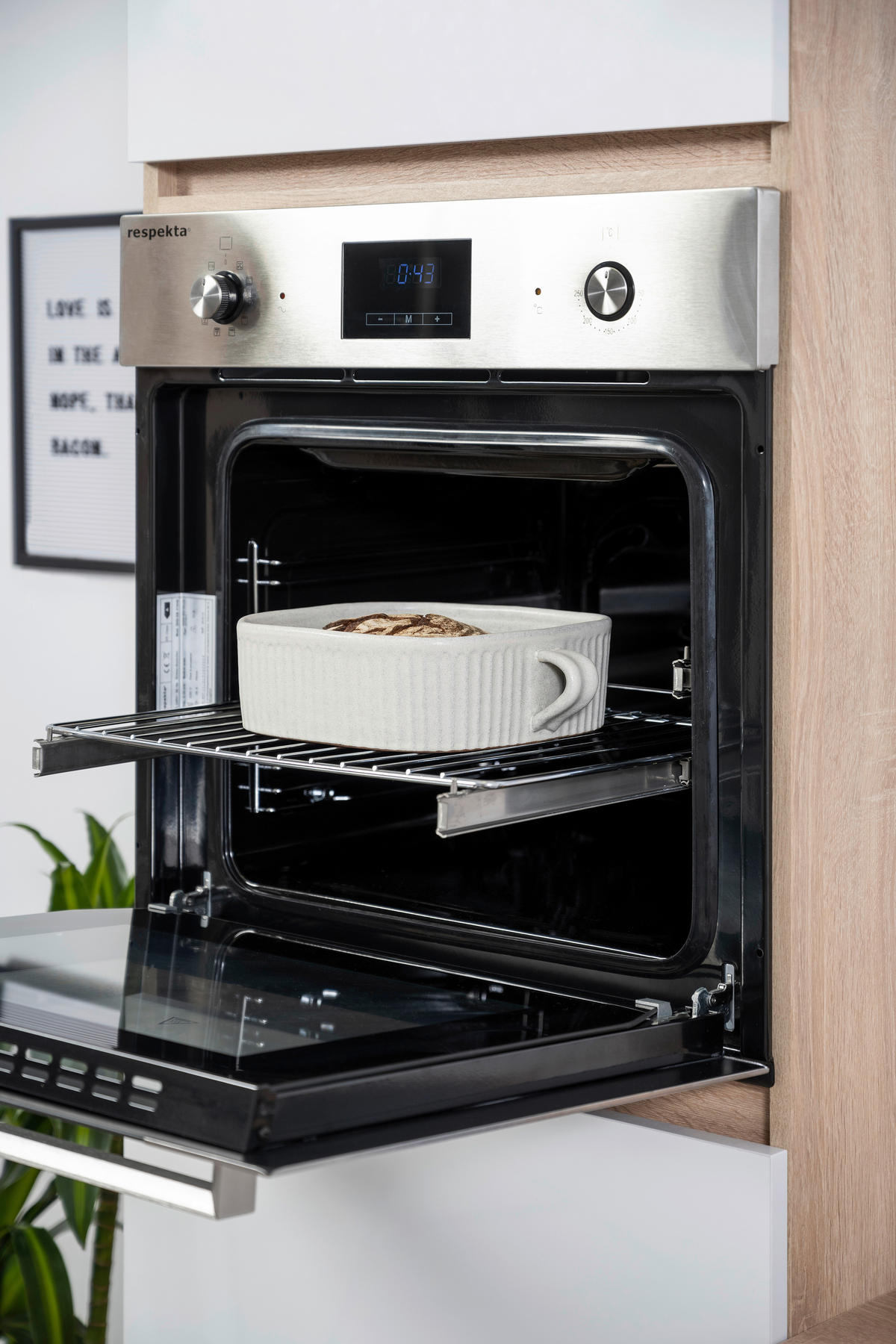 KÜCHENBLOCK 330 cm   in Eichefarben, Weiß Hochglanz  - Eichefarben/Weiß Hochglanz, Basics, Holzwerkstoff (330cm) - Respekta