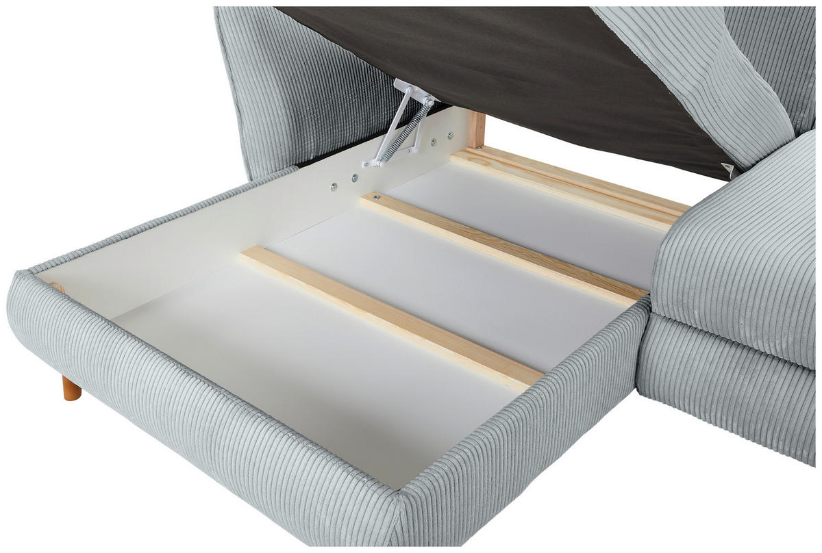 ECKSOFA in Cord Grau  - Eichefarben/Grau, Konventionell, Holz/Textil (162/284cm) - Carryhome