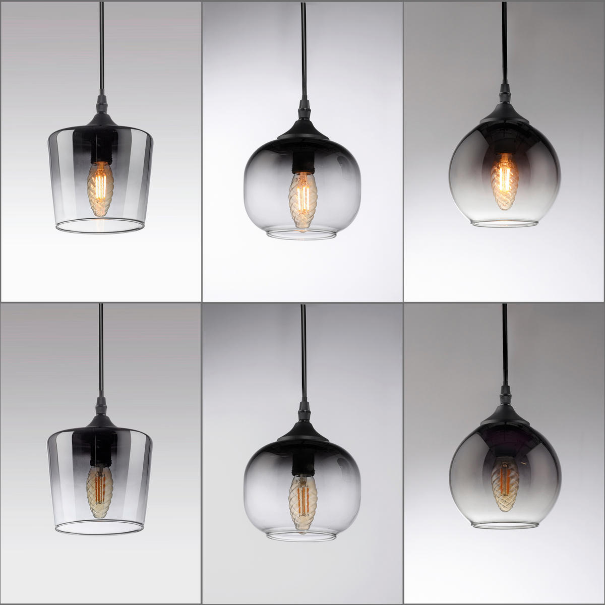 PENDELLEUCHTE Zea 94/28/65-120 cm   - Schwarz, Natur, Glas/Holz (94/28/65-120cm)