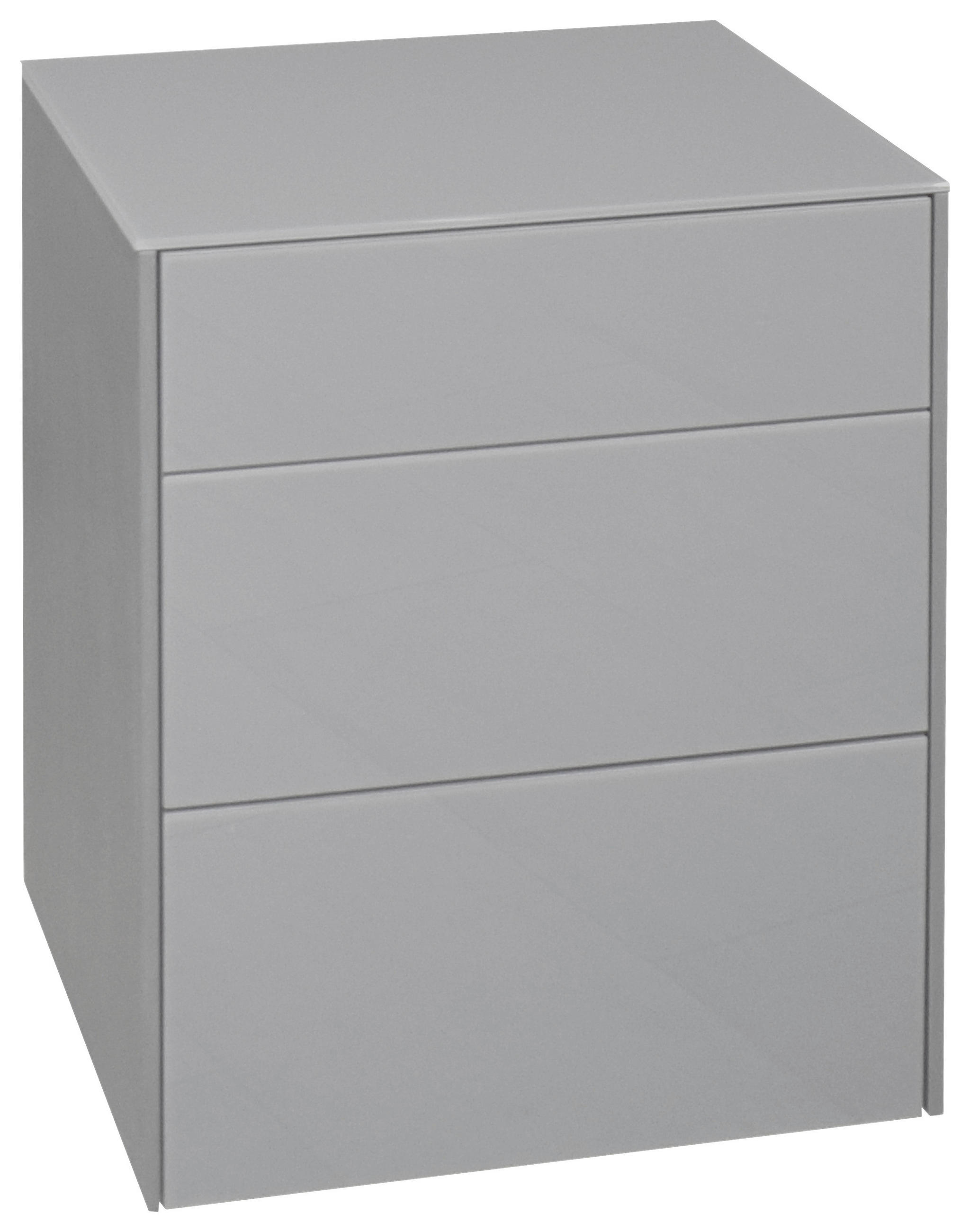 NACHTKÄSTCHEN 52/63/42 cm  in Hellgrau  - Hellgrau/Schwarz, Design, Glas/Holzwerkstoff (52/63/42cm) - Novel