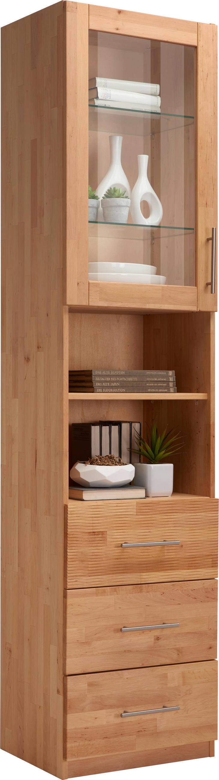 REGAL  50/212/43 cm Erlefarben  - Chromfarben/Erlefarben, Natur, Glas/Holz (50/212/43cm) - Linea Natura