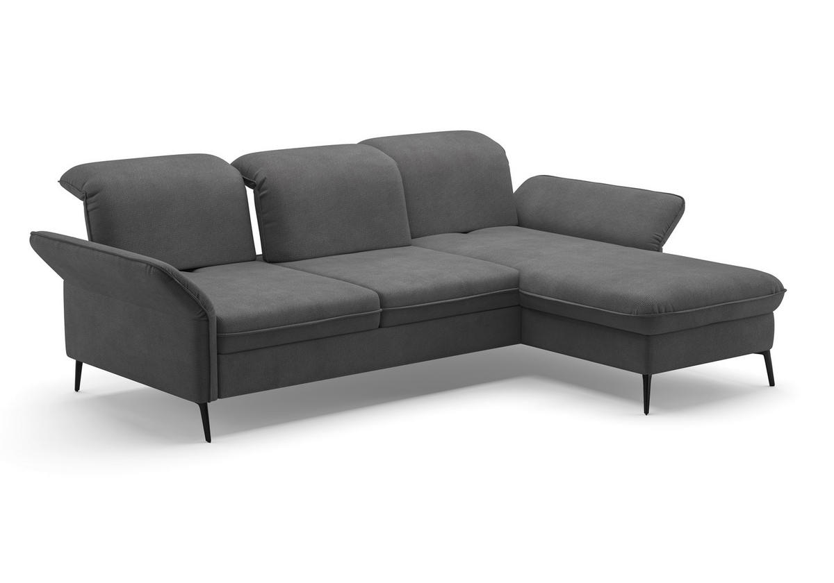 ECKSOFA in Flachgewebe Grau  - Schwarz/Grau, Konventionell, Textil/Metall (264/198cm) - Sit & More