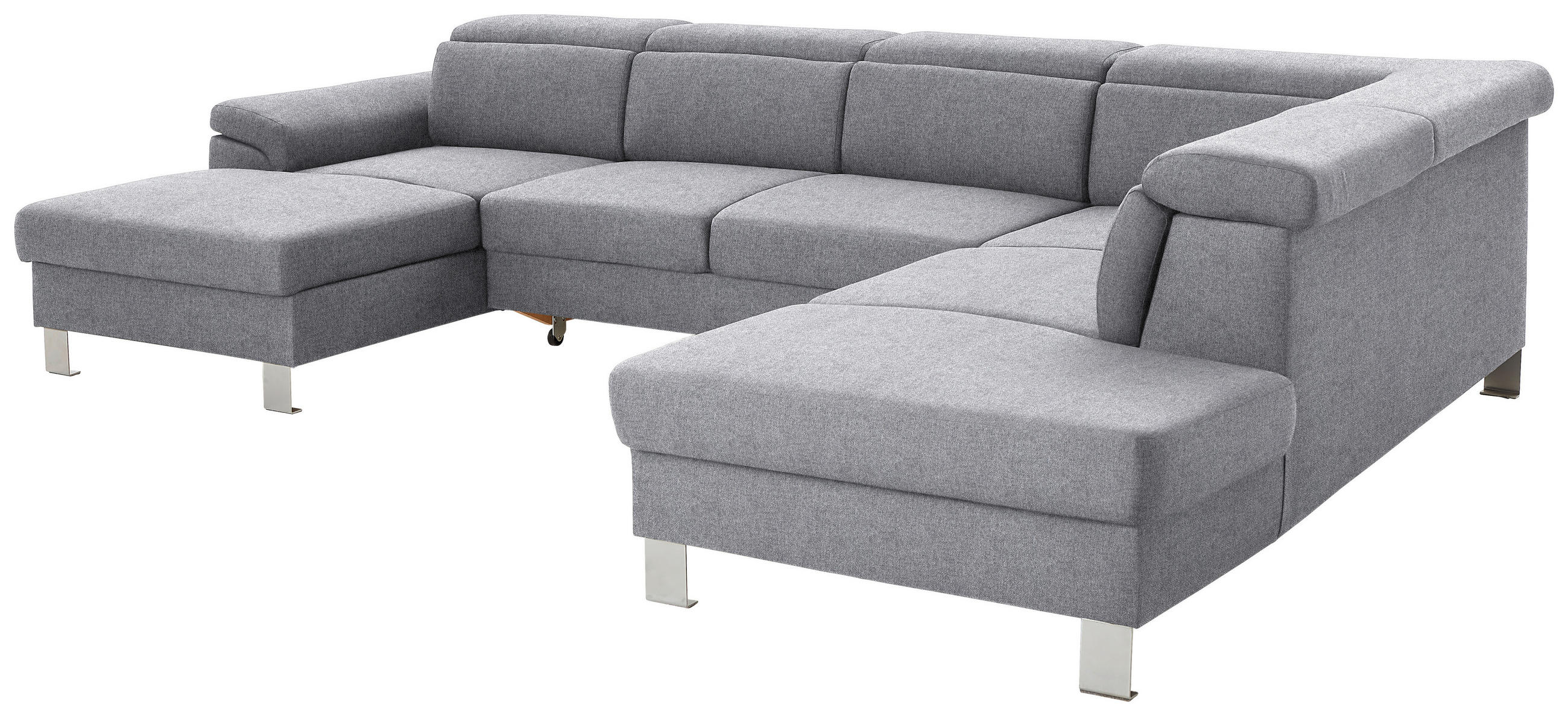 Thumbnail - Xora Wohnlandschaft, Hellgrau, Textil, 5-Sitzer, U-Form, 320x226 cm, Stoffauswahl, seitenverkehrt erhältlich, Hocker Rüc...