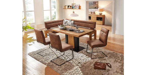 ECKBANK 163/203 cm in Eichefarben, Hellbraun - Hellbraun/Eichefarben, KONVENTIONELL, Holz/Textil (163/203cm) - Moderano