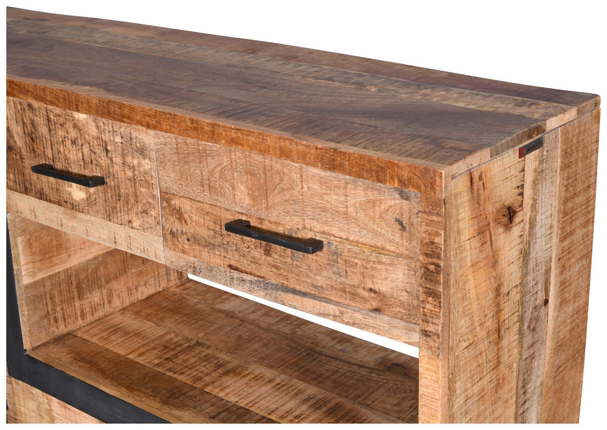 COMODĂ ÎNALTĂ 135/132/40 cm  - culoare natur/negru, Natur, metal/lemn (135/132/40cm) - MID.YOU