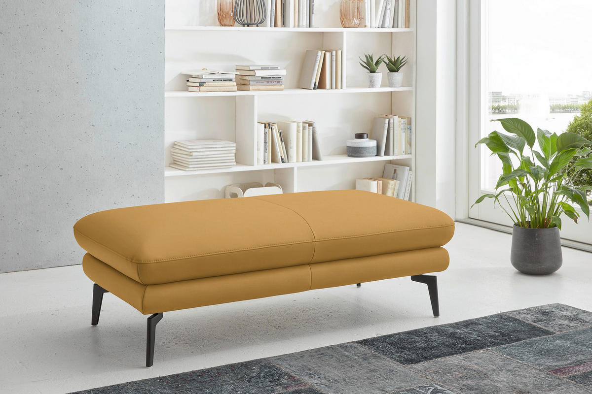 2,5-SITZER in Echtleder Gelb  - Gelb/Schwarz, Design, Leder/Metall (196/86/104cm) - Dieter Knoll