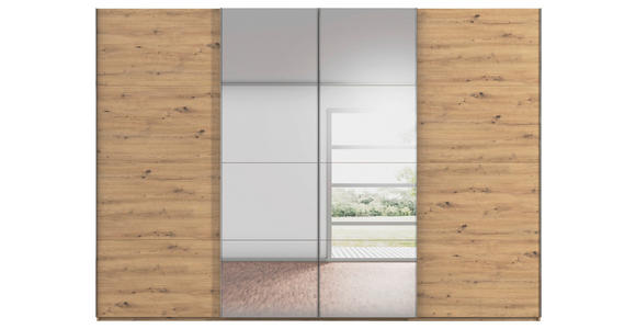 SCHWEBETÜRENSCHRANK  in Eiche Artisan  - Chromfarben/Eiche Artisan, Design, Holzwerkstoff/Metall (316/223/68cm) - Novel