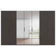 DREHTÜRENSCHRANK 350/235/61 cm,  in Graphitfarben, 7-türig  - Graphitfarben, Basics, Glas/Holzwerkstoff (350/235/61cm) - Novel