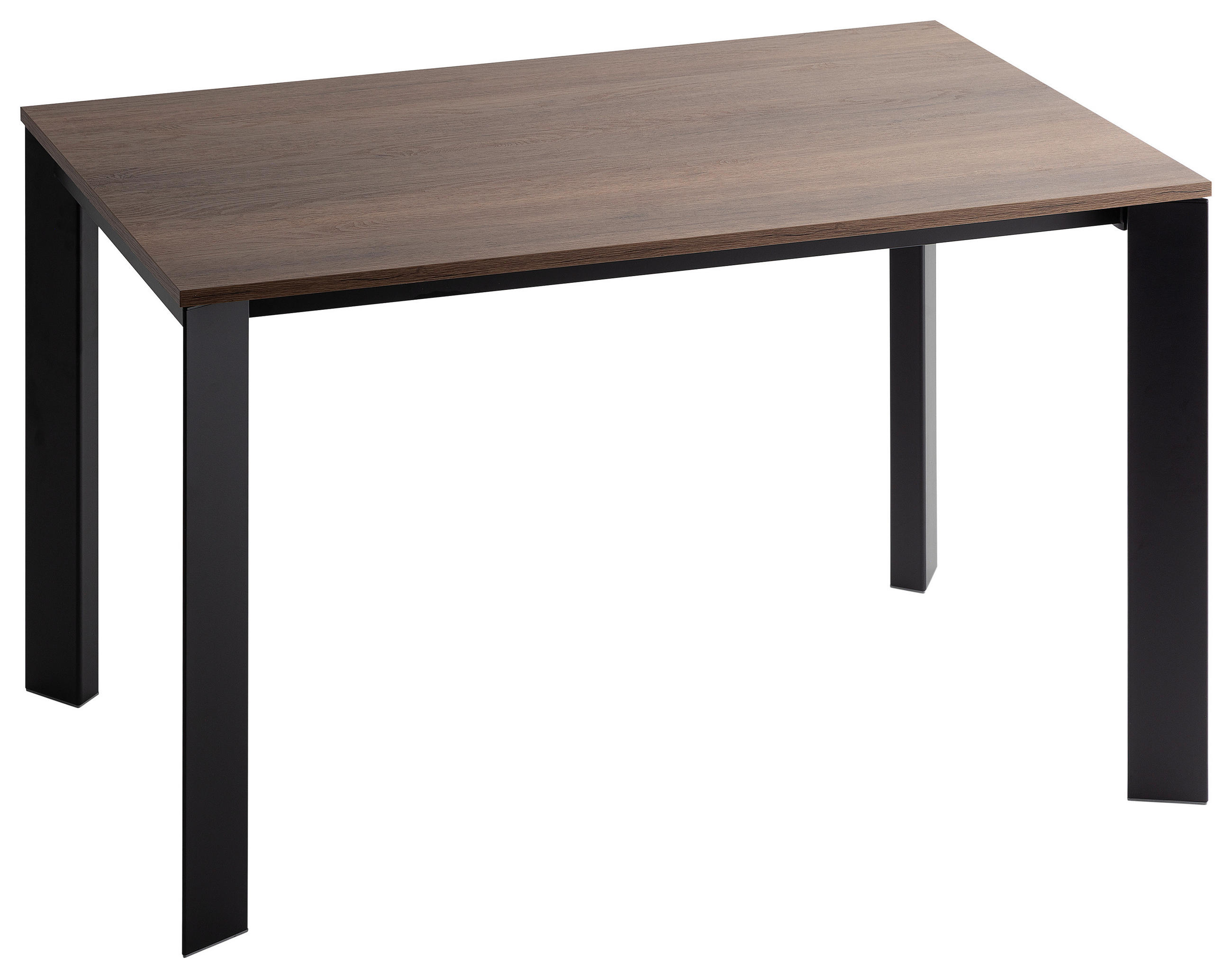 ESSTISCH Schwarz, Eichefarben rechteckig  ausziehbar, in verschiedenen Größen erhältlich  - Eichefarben/Schwarz, Design, Holzwerkstoff/Metall (120-180/80/75cm) - home24