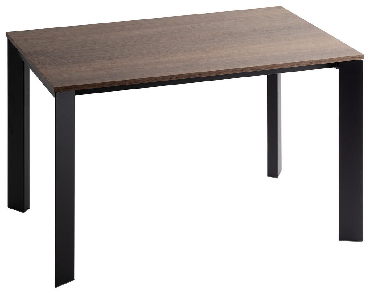 ESSTISCHMetall, Holzwerkstoff 120-180/80/75 cm  - Eichefarben/Schwarz, Design, Holzwerkstoff/Metall (120-180/80/75cm) - Novel