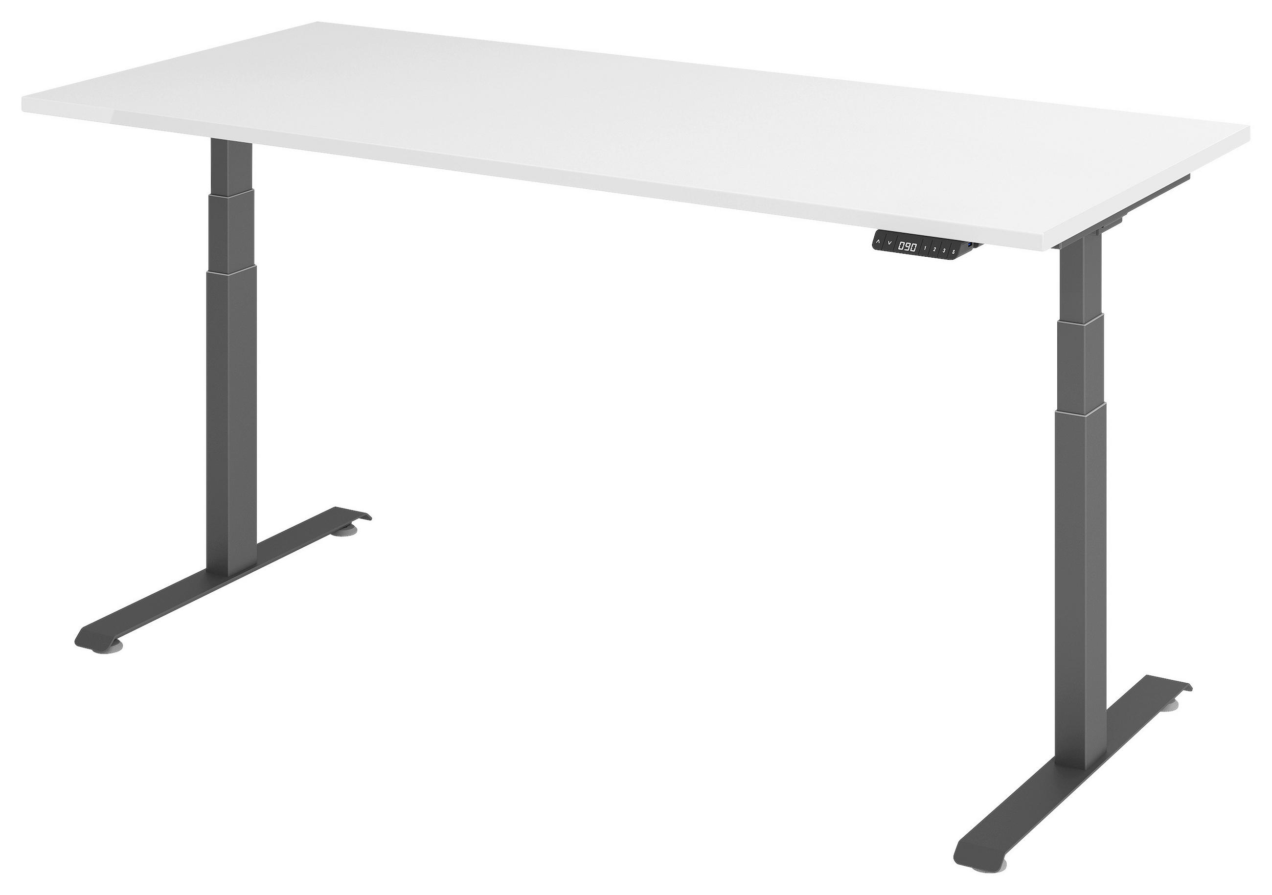 SCHREIBTISCH 180/80/64,5-129,5 cm  in Graphitfarben, Weiß  - Graphitfarben/Weiß, KONVENTIONELL, Holzwerkstoff/Metall (180/80/64,5-129,5cm) - Venda