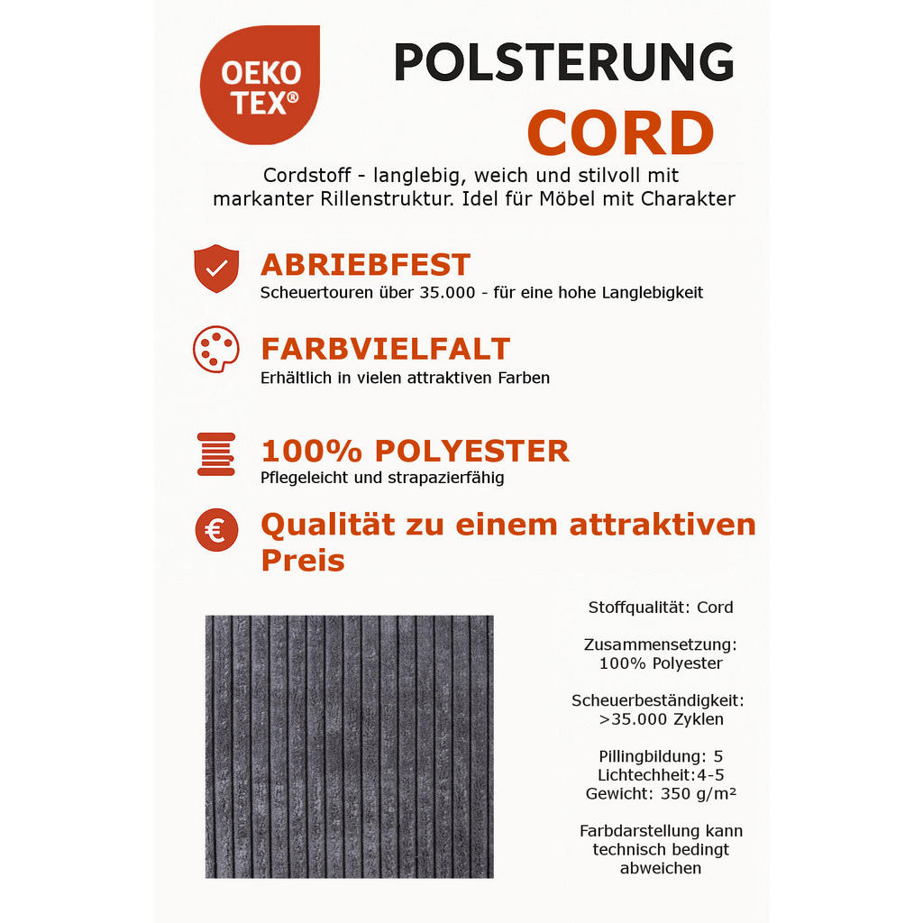 Thumbnail - Mid.you Ecksofa, Graubraun, Textil, Buche, Streifen, 4-Sitzer, Füllung: Schaumstoff, Ottomane links, L-Form, 250x190 cm,...