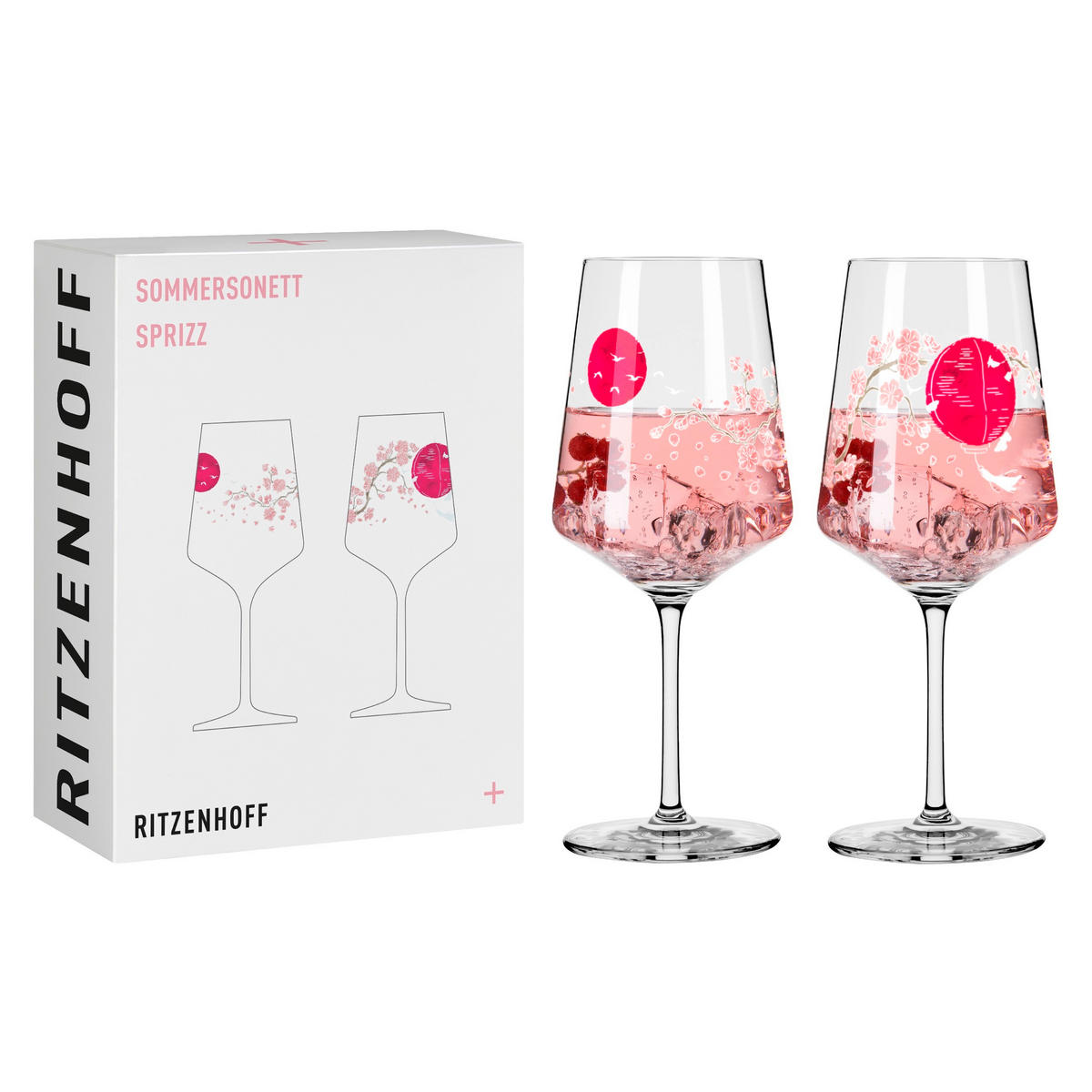 GLÄSERSET Sommersonett 2-teilig  - Pink/Transparent, Trend, Glas (9,3/22,5cm) - Ritzenhoff