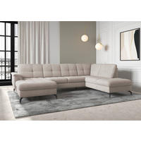 WOHNLANDSCHAFT in Flachgewebe Greige  - Greige/Schwarz, Modern, Textil/Metall (164/319/212cm) - Sit & More