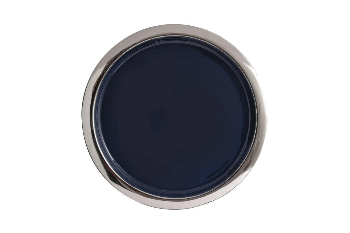 TORTENPLATTE   - Silberfarben/Dunkelblau, Trend, Metall (29/14cm) - Kayoom