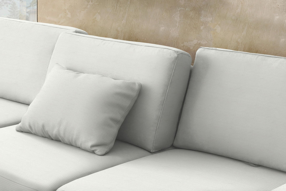 ECKSOFA  in Cord Weiß Rücken echt, Sitztiefenverstellung  185/298 cm  - Schwarz/Weiß, Design, Textil/Metall (185/298cm) - Pure Home Lifestyle