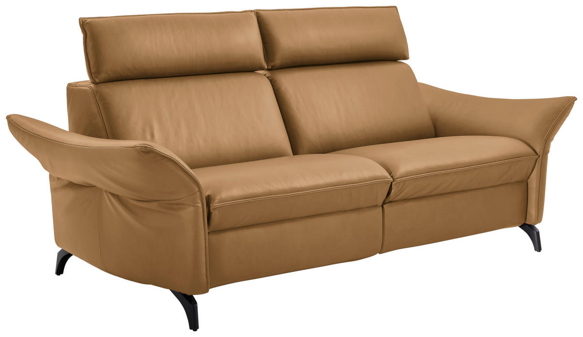2,5-SITZER in Echtleder Currygelb  - Currygelb/Anthrazit, Design, Leder/Metall (194/92/95cm) - Himolla