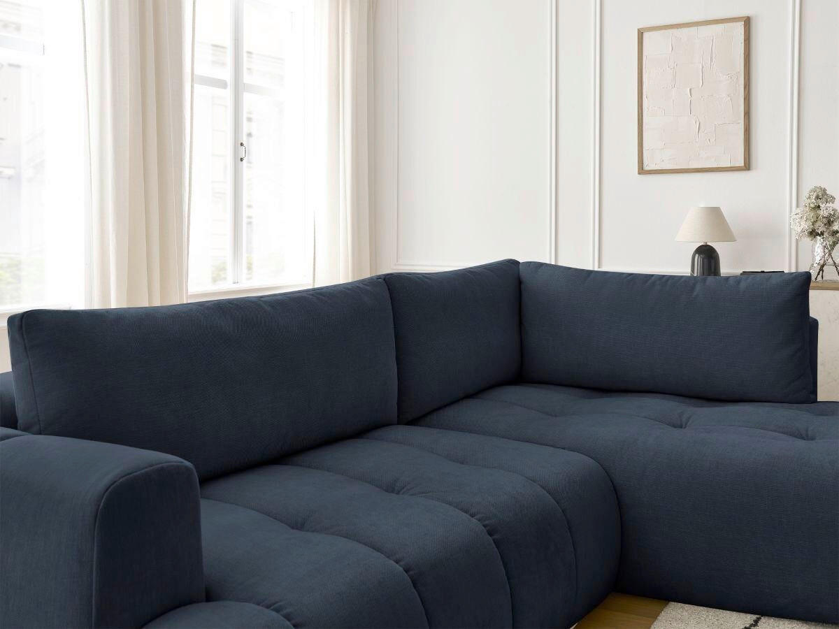 ECKSCHLAFSOFA FUJI Leinenoptik Dunkelblau  inkl.  - Schwarz/Dunkelblau, MODERN, Kunststoff/Textil (282/204cm)