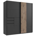 SCHWEBETÜRENSCHRANK  in Graphitfarben, Eichefarben  - Eichefarben/Schwarz, Trend, Holzwerkstoff/Metall (180/198/65cm) - Carryhome