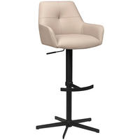 BARHOCKER Echtleder Taupe Eisen Sitzfläche 360° drehbar, inklusive Armlehnen  - Taupe/Schwarz, Design, Leder/Metall (54/99-117/52,5cm) - Novel