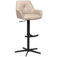 BARHOCKER Echtleder Taupe Eisen Sitzfläche 360° drehbar, inklusive Armlehnen  - Taupe/Schwarz, Design, Leder/Metall (54/99-117/52,5cm) - Novel