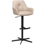 BARHOCKER Echtleder Taupe Eisen Sitzfläche 360° drehbar, inklusive Armlehnen  - Taupe/Schwarz, Design, Leder/Metall (54/99-117/52,5cm) - Novel