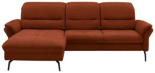 ECKSOFA in Flachgewebe Terracotta  181/260 cm  - Terracotta/Schwarz, KONVENTIONELL, Textil/Metall (181/260cm) - Beldomo Speed