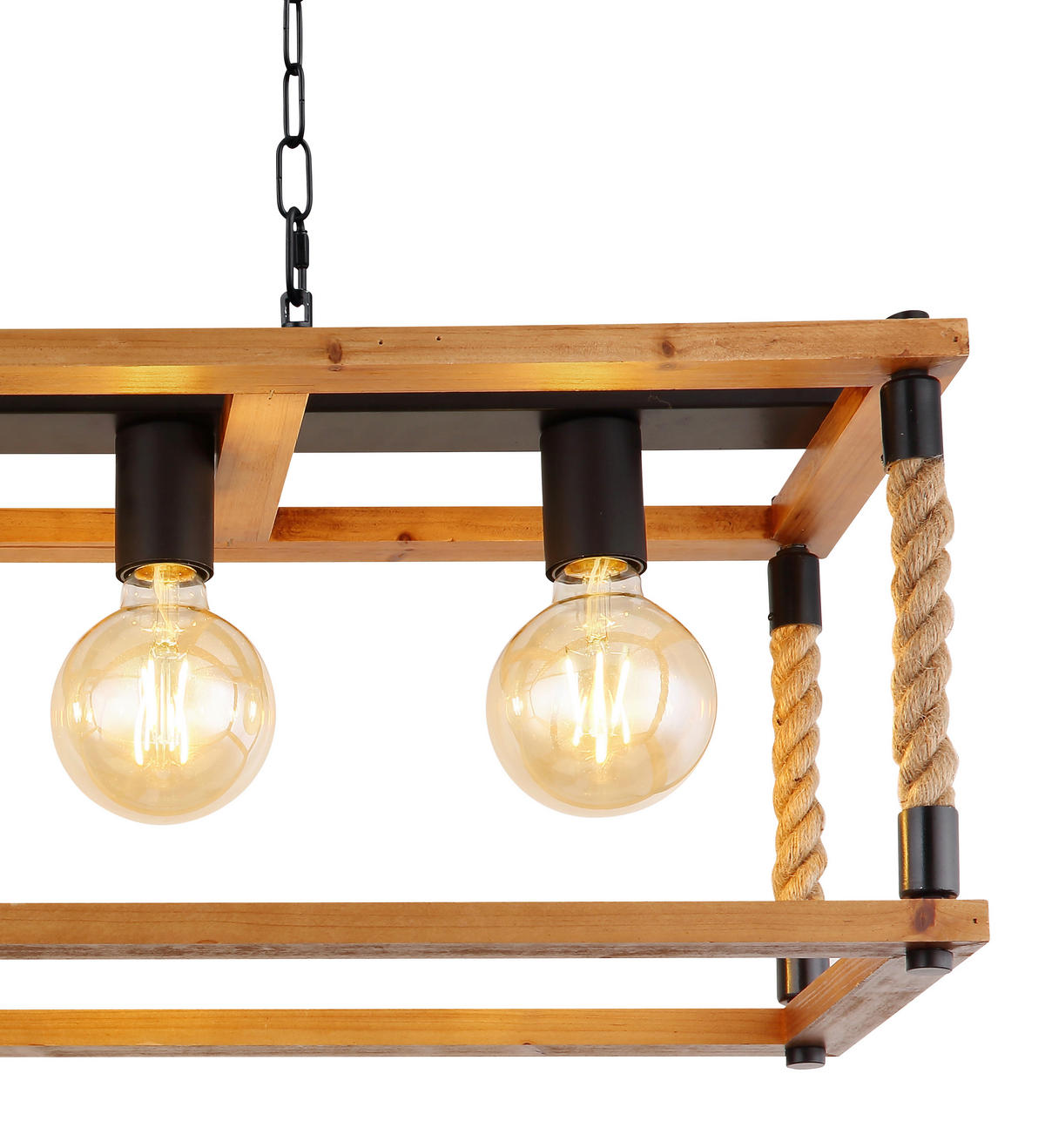 HÄNGELEUCHTE Vernon 80/25/120 cm   - Schwarz/Braun, Natur, Naturmaterialien/Holz (80/25/120cm) - Globo