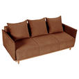 SCHLAFSOFA Chenille Braun  - Beige/Naturfarben, Design, Holz/Textil (205/75/100cm) - Xora