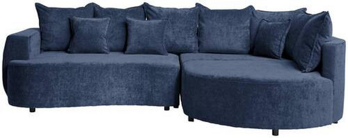 ECKSOFA in Chenille Dunkelblau  - Schwarz/Dunkelblau, Design, Kunststoff/Textil (307/194cm) - Carryhome