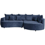 ECKSOFA in Chenille Dunkelblau  - Schwarz/Dunkelblau, Design, Kunststoff/Textil (307/194cm) - Carryhome