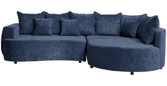 ECKSOFA in Chenille Dunkelblau  - Schwarz/Dunkelblau, Design, Kunststoff/Textil (307/194cm) - Carryhome