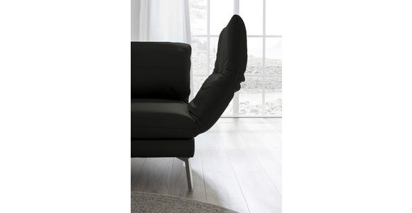 RÉCAMIERE in Echtleder Schwarz - Chromfarben/Schwarz, Design, Leder/Metall (209/85-109/95-16cm) - Dieter Knoll