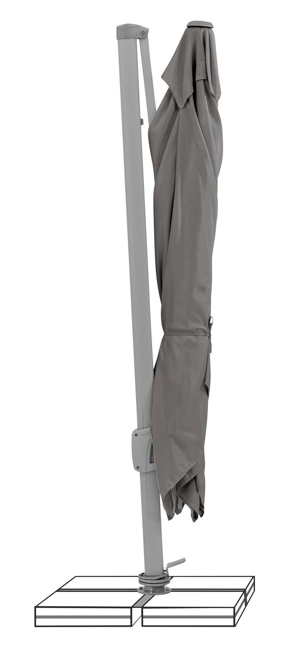 AMPELSCHIRM  300/300 cm  - Platinfarben/Dunkelgrau, Konventionell, Textil/Metall (300/300cm) - Suncomfort by Glatz