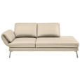 RÉCAMIERE  in Echtleder Creme  - Chromfarben/Creme, Design, Leder/Metall (209/85-109/95-16cm) - Dieter Knoll