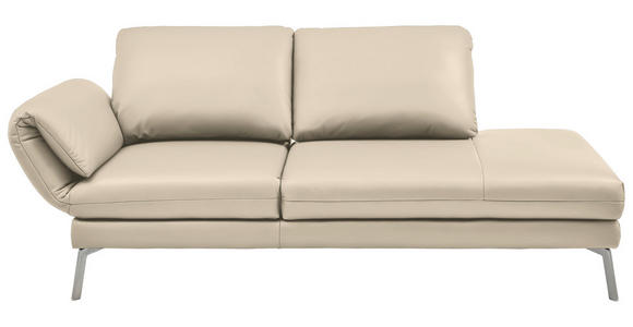 RÉCAMIERE  in Echtleder Creme  - Chromfarben/Creme, Design, Leder/Metall (209/85-109/95-16cm) - Dieter Knoll