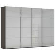 SCHWEBETÜRENSCHRANK 316/235/68 cm 4-türig Graphitfarben, Hellgrau  - Chromfarben/Hellgrau, Design, Glas/Holzwerkstoff (316/235/68cm) - Novel